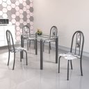 Ver imagem 1 de Conjunto de Mesa Tubular 4 Cadeiras 120cm com Tampo de Vidro Iris Prata/Paraopeba