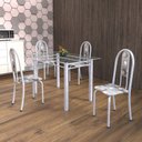 Ver imagem 1 de Conjunto de Mesa Tubular 4 Cadeiras 120cm com Tampo de Vidro Iris Branco/Paraopeba/Pérola