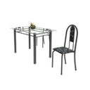 Ver imagem 6 de Conjunto de Mesa Tubular 4 Cadeiras 120cm com Tampo de Vidro Iris Prata/Preto Floral