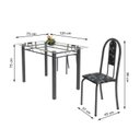 Ver imagem 3 de Conjunto de Mesa Tubular 4 Cadeiras 120cm com Tampo de Vidro Iris Prata/Preto Floral