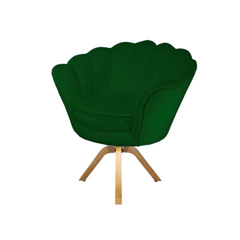 Poltrona Decorativa Pétala Base Giratória Madeira Suede Verde Ms Decor