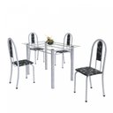 Ver imagem 2 de Conjunto de Mesa Tubular 4 Cadeiras 120cm com Tampo de Vidro Iris Branco/Preto Floral/Pérola
