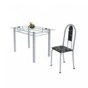 Ver imagem 6 de Conjunto de Mesa Tubular 4 Cadeiras 120cm com Tampo de Vidro Iris Branco/Preto Floral/Pérola