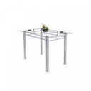 Ver imagem 4 de Conjunto de Mesa Tubular 4 Cadeiras 120cm com Tampo de Vidro Iris Branco/Preto Floral/Pérola
