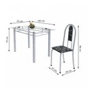 Ver imagem 3 de Conjunto de Mesa Tubular 4 Cadeiras 120cm com Tampo de Vidro Iris Branco/Preto Floral/Pérola