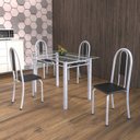 Ver imagem 1 de Conjunto de Mesa Tubular 4 Cadeiras 120cm com Tampo de Vidro Iris Branco/Preto/Pérola