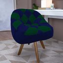 Ver imagem 1 de Poltrona Paloma Escritório Sala Giratória Madeira Suede Azul Marinho e Suede Verde - Dominic Decor