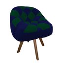 Ver imagem 2 de Poltrona Paloma Escritório Sala Giratória Madeira Suede Azul Marinho e Suede Verde - Dominic Decor