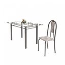 Ver imagem 6 de Conjunto de Mesa Tubular 6 Cadeiras 140cm com Tampo de Vidro Iris Prata/Botanic Cinza