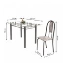 Ver imagem 3 de Conjunto de Mesa Tubular 6 Cadeiras 140cm com Tampo de Vidro Iris Prata/Botanic Cinza