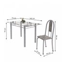 Ver imagem 3 de Conjunto de Mesa Tubular 6 Cadeiras 140cm com Tampo de Vidro Iris Branco/Botanic Cinza/Pérola