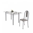 Ver imagem 6 de Conjunto de Mesa Tubular 6 Cadeiras 140cm com Tampo de Vidro Iris Branco/Botanic Cinza/Pérola