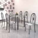 Ver imagem 1 de Conjunto de Mesa Tubular 6 Cadeiras 140cm com Tampo de Vidro Iris Prata/Paraopeba