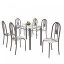 Ver imagem 2 de Conjunto de Mesa Tubular 6 Cadeiras 140cm com Tampo de Vidro Iris Prata/Paraopeba