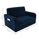 Ver imagem 4 de Sofá Cama Design 2 Lugares 140cm Azul Veludo Baú Matrix