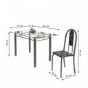 Ver imagem 3 de Conjunto de Mesa Tubular 6 Cadeiras 140cm com Tampo de Vidro Iris Prata/Preto Floral