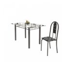 Ver imagem 6 de Conjunto de Mesa Tubular 6 Cadeiras 140cm com Tampo de Vidro Iris Prata/Preto Floral