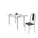 Ver imagem 6 de Conjunto de Mesa Tubular 6 Cadeiras 140cm com Tampo de Vidro Iris Branco/Preto Floral/Pérola
