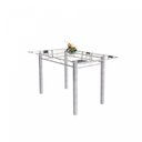 Ver imagem 4 de Conjunto de Mesa Tubular 6 Cadeiras 140cm com Tampo de Vidro Iris Branco/Preto Floral/Pérola