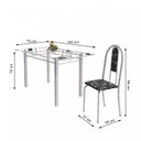 Ver imagem 3 de Conjunto de Mesa Tubular 6 Cadeiras 140cm com Tampo de Vidro Iris Branco/Preto Floral/Pérola