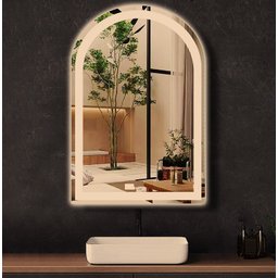 Espelho jateado Arco Janelinha Iluminado com LED quente - 60x80cm - 2
