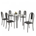 Ver imagem 2 de Conjunto de Mesa Tubular 6 Cadeiras 140cm com Tampo de Vidro Iris Prata/Preto