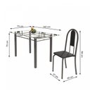 Ver imagem 3 de Conjunto de Mesa Tubular 6 Cadeiras 140cm com Tampo de Vidro Iris Prata/Preto