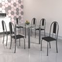 Ver imagem 1 de Conjunto de Mesa Tubular 6 Cadeiras 140cm com Tampo de Vidro Iris Prata/Preto