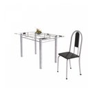 Ver imagem 6 de Conjunto de Mesa Tubular 6 Cadeiras 140cm com Tampo de Vidro Iris Branco/Preto/Pérola