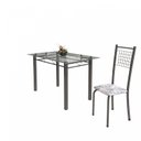 Ver imagem 6 de Conjunto de Mesa Tubular 4 Cadeiras 120cm com Tampo de Vidro Iza Prata/Botanic Cinza