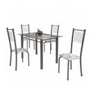 Ver imagem 2 de Conjunto de Mesa Tubular 4 Cadeiras 120cm com Tampo de Vidro Iza Prata/Botanic Cinza