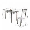 Ver imagem 3 de Conjunto de Mesa Tubular 4 Cadeiras 120cm com Tampo de Vidro Iza Prata/Botanic Cinza