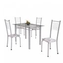 Ver imagem 2 de Conjunto de Mesa Tubular 4 Cadeiras 120cm com Tampo de Vidro Iza Branco/Botanic Cinza/Pérola
