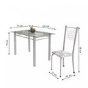 Ver imagem 3 de Conjunto de Mesa Tubular 4 Cadeiras 120cm com Tampo de Vidro Iza Branco/Botanic Cinza/Pérola