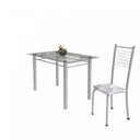 Ver imagem 6 de Conjunto de Mesa Tubular 4 Cadeiras 120cm com Tampo de Vidro Iza Branco/Botanic Cinza/Pérola