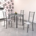 Ver imagem 1 de Conjunto de Mesa Tubular 4 Cadeiras 120cm com Tampo de Vidro Iza Prata/Paraopeba