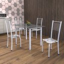 Ver imagem 1 de Conjunto de Mesa Tubular 4 Cadeiras 120cm com Tampo de Vidro Iza Branco/Paraopeba/Pérola