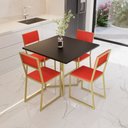 Ver imagem 2 de Conjunto Mesa de Jantar Quadrada Preta 4 Cadeiras Estofado Riviera Industrial Dourado Don Castro Dec
