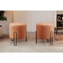 Ver imagem 4 de Puff Banqueta Mali Luxo Base Preta Castellar Móbile Linho Terracota