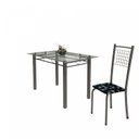 Ver imagem 6 de Conjunto de Mesa Tubular 4 Cadeiras 120cm com Tampo de Vidro Iza Prata/Preto Floral
