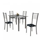 Ver imagem 2 de Conjunto de Mesa Tubular 4 Cadeiras 120cm com Tampo de Vidro Iza Prata/Preto Floral