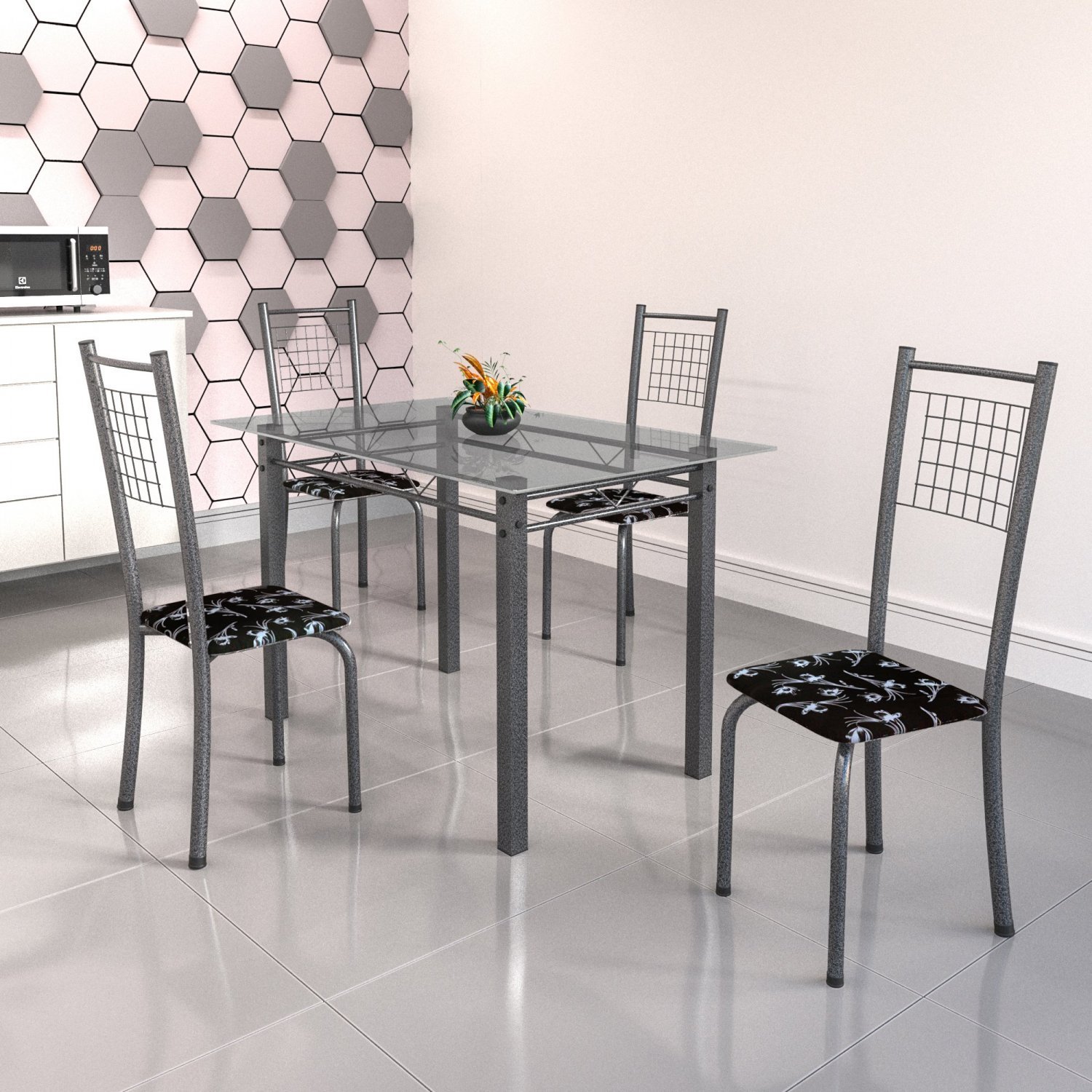 Conjunto Kit Jogo 4 Cadeiras Metal Aço Cozinha Branca Almofadada, Magalu  Empresas