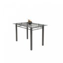 Ver imagem 4 de Conjunto de Mesa Tubular 4 Cadeiras 120cm com Tampo de Vidro Iza Prata/Preto Floral