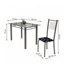 Ver imagem 3 de Conjunto de Mesa Tubular 4 Cadeiras 120cm com Tampo de Vidro Iza Prata/Preto Floral