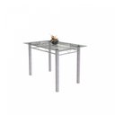 Ver imagem 4 de Conjunto de Mesa Tubular 4 Cadeiras 120cm com Tampo de Vidro Iza Branco/Preto Floral/Pérola