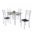 Ver imagem 2 de Conjunto de Mesa Tubular 4 Cadeiras 120cm com Tampo de Vidro Iza Branco/Preto Floral/Pérola