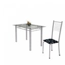 Ver imagem 6 de Conjunto de Mesa Tubular 4 Cadeiras 120cm com Tampo de Vidro Iza Branco/Preto Floral/Pérola
