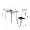 Ver imagem 3 de Conjunto de Mesa Tubular 4 Cadeiras 120cm com Tampo de Vidro Iza Branco/Preto Floral/Pérola