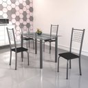 Ver imagem 1 de Conjunto de Mesa Tubular 4 Cadeiras 120cm com Tampo de Vidro Iza Prata/Preto