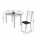 Ver imagem 3 de Conjunto de Mesa Tubular 4 Cadeiras 120cm com Tampo de Vidro Iza Branco/Preto/Pérola